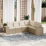 vidaXL Salon de jardin avec coussins 6 Pièces beige résine tressée