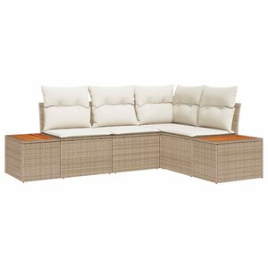 vidaXL Ensemble de canapé de jardin avec coussin 5 Pièces Beige polyrotin