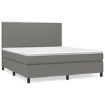 vidaXL Sommier à lattes de lit avec matelas Gris foncé 180x200cm Tissu