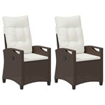 vidaXL Chaise de jardin 2 Pièces Marron et Crème 56 x 60 x 112 cm