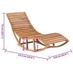 vidaXL Chaise longue à bascule avec coussin Bois de teck solide
