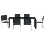 vidaXL Ensemble de salle à manger pour jardin 7 Pièces Noir Poly rotin