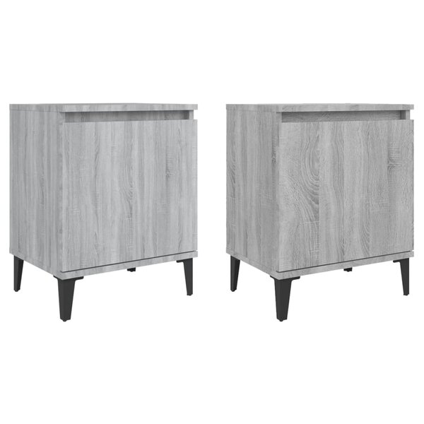 vidaXL Tables de chevet avec pieds en métal sonoma gris 40x30x50 cm