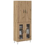 vidaXL Haut Armoire 2 Pièces Chêne artisanal Bois d'ingénierie et verre