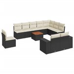 vidaXL Salon de jardin 11 Pièces avec coussins noir résine tressée