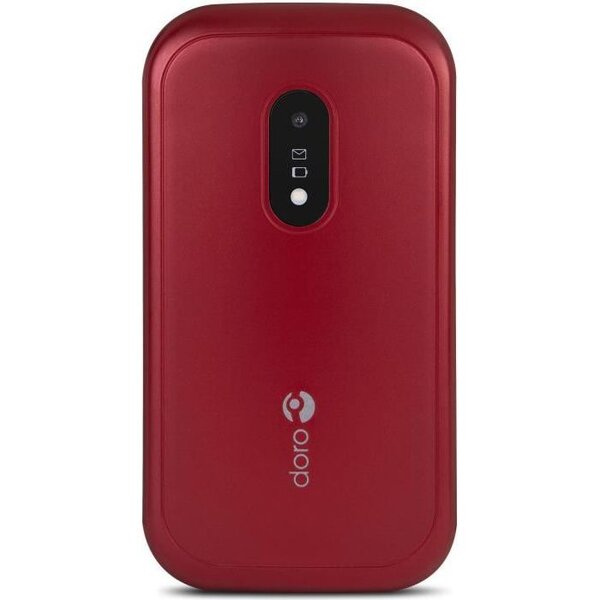 Téléphone doro 6040 - téléphone mobile à clapet pour senior - large afficheur - touche d'assistance avec géolocalisation gps - rouge et blanc