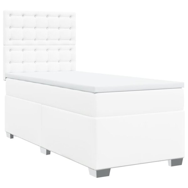 vidaXL Sommier à lattes de lit avec matelas Blanc 90x200 cm Similicuir