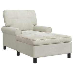 vidaXL Chaise longue avec coussin Crème 91 x 157 x 91 cm Velours