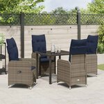 vidaXL Ensemble de salle à manger pour jardin 5 Pièces Noir Poly rotin