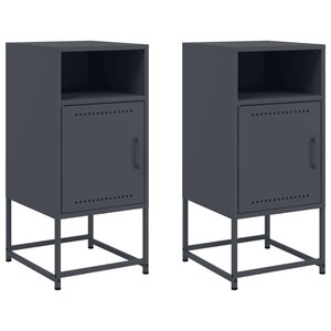 vidaXL Tables de chevet 2 Pièces anthracite 36x39x78 cm acier