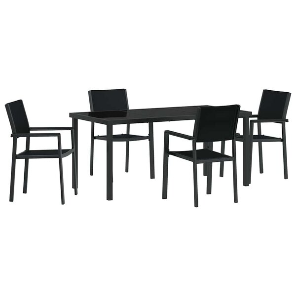 vidaXL Ensemble de salle à manger pour jardin 5 Pièces Noir Poly rotin
