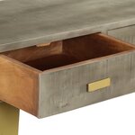 vidaXL Table console Bois de manguier Gris avec laiton 110x35x76 cm