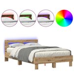 vidaXL Cadre de lit chêne artisanal 135 x 190 cm Bois d'ingénierie