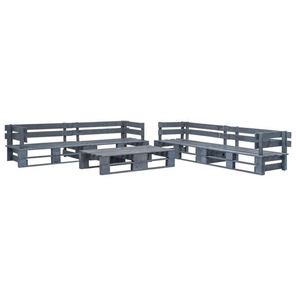 Salon de jardin meuble d'extérieur ensemble de mobilier palette 6 pièces bois gris 02_0018464