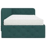 vidaXL Cadre de lit d'angle avec matelas Vert foncé 90 x 200 cm tissu
