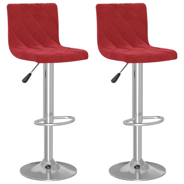 vidaXL Tabourets de bar lot de 2 rouge bordeaux velours