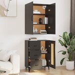 vidaXL Buffet haut Noir 69 5x34x180 cm Bois d'ingénierie