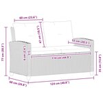 vidaXL Canapé 2 places de jardin et coussins Gris 124cm Résine tressée
