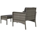 vidaXL Salon de jardin 2 Pièces avec coussins Gris Résine tressée