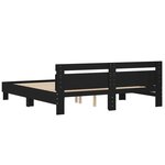 vidaXL Cadre de lit avec tête de lit noir 180x200 cm bois d'ingénierie