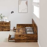 vidaXL Cadre de lit avec rangement avec tiroir Chêne fumé 80 x 200 cm