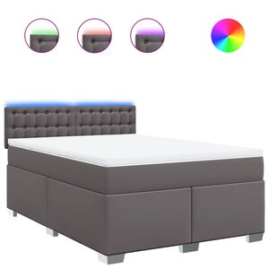 vidaXL Sommier à lattes de lit avec matelas Gris 140x200 cm Similicuir