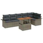 vidaXL Ensemble de canapé de jardin 7 Pièces Gris Poly rotin