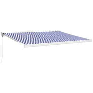 vidaXL Auvent rétractable bleu et blanc 4x3 m tissu et aluminium