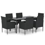 vidaXL Ensemble à manger de jardin coussins 7Pièces Noir Résine tressée