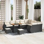 vidaXL Ensemble de canapé de jardin 12 Pièces Noir polyrotin
