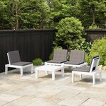 vidaXL Salon de jardin 4 Pièces avec coussins Plastique Blanc