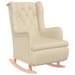 vidaXL Fauteuil et pieds à bascule en bois d'hévéa solide crème Tissu