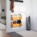 vidaXL Étagères à chaussures murales 2 Pièces cire marron 59x8 5x23 5 cm