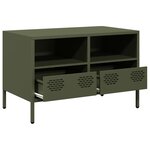 vidaXL Meuble TV vert olive 68x39x43 5 cm acier laminé à froid