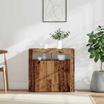 vidaXL Buffet et lumières LED vieux bois 80x35x75 cm bois d'ingénierie