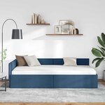 vidaXL Cadre de lit d'angle Bleu 90 x 190 cm Tissu et bois reconstitué