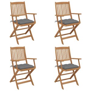 vidaXL Chaises pliables de jardin lot de 4 avec coussins Bois d'acacia