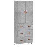 vidaXL Buffet haut Gris béton 69 5x34x180 cm Bois d'ingénierie