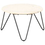 vidaXL Table basse Blanc 65x65x42 cm Pierre véritable texture marbre