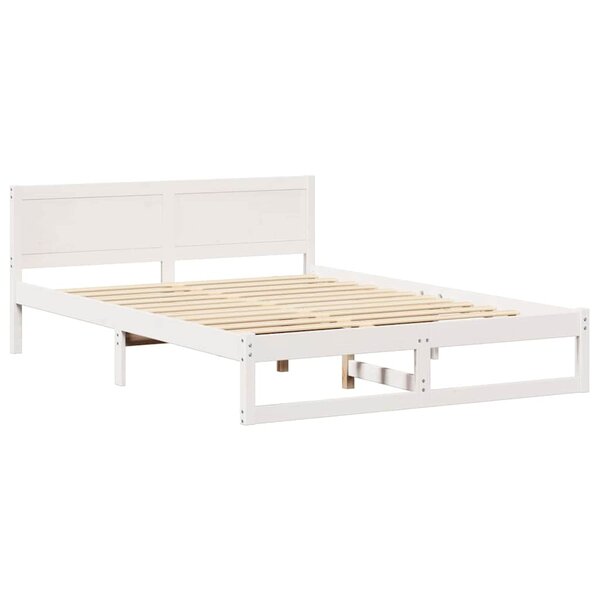 vidaXL Cadre de lit Blanc 140 x 200 cm Bois de pin massif