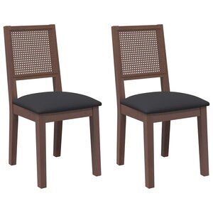 vidaXL Chaises à manger coussins 2 Pièces marron bois massif caoutchouc