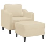 vidaXL Fauteuil avec repose-pied Crème 60 cm Tissu