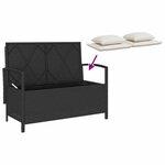 vidaXL Banc de rangement de jardin avec coussin noir résine tressée