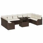 vidaXL Ensemble de canapé de jardin 11 pc Marron Poly rotin