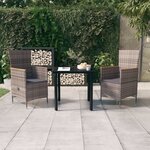 vidaXL Ensemble de salle à manger de jardin avec coussins 3 Pièces Gris