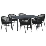 vidaXL Ensemble de salle à manger de jardin 7 Pièces Noir Grand