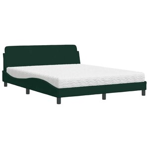 vidaXL Lit avec matelas Dover vert foncé 160x200 cm velours