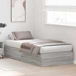 vidaXL Cadre de lit avec rangement Gris Sonoma 90 x 190 cm