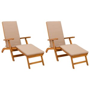 vidaXL Chaise longue inclinable et pliable 2 pc Bois d'Acacia Massif