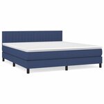 vidaXL Sommier à lattes de lit avec matelas Bleu 160x200 cm Tissu